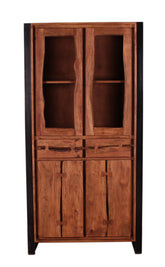 TPFLiving Vitrine Dayton Akazie mit Metall natur und schwarz